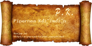 Pipernea Kálmán névjegykártya